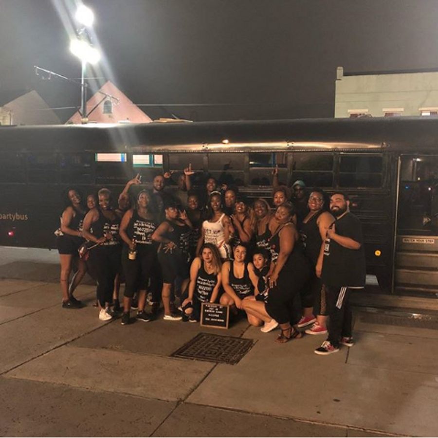 Group photo outside Nene's Party Bus
